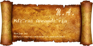 Mérai Annamária névjegykártya